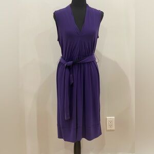 Daisy Fuentes M Purple V Neck Sleeveless Knee Length w Reversible Waist Belt